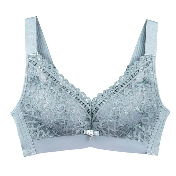 Bigersell Full-Coverage Bras for Women Sale Workout Bras for Women Longline Bra Style B3767 V-Neck Convertible Bras Hook and Eye Bra Closure Women's Plus Size Bras for Women Wirefree Blue L