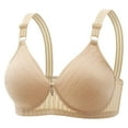 thumbnail image 1 of Bigersell Full-Coverage Bras for Women Wireless Bra No Underwire Ladies V-Neck Push-up Bra Backless Hook and Eye Bra Closure Everyday Wire-Free Bra Womens Sports Bras Beige XL, 1 of 2