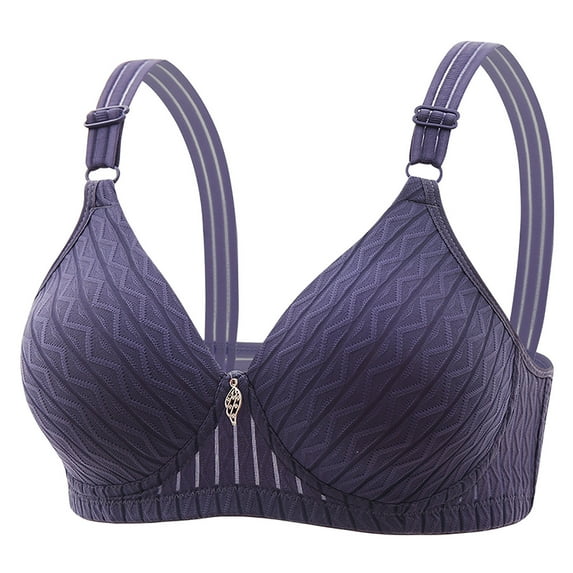 Bigersell Full-Coverage Bras for Women Wireless Bra No Underwire Ladies V-Neck Push-up Bra Backless Hook and Eye Bra Closure Everyday Wire-Free Bra Womens Sports Bras Purple M