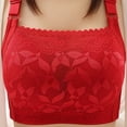 thumbnail image 1 of Bigersell Full-Coverage Wireless Bra Women Mesh Lace V-Neck Padded Bralettes No Underwire Ladies Push-up Bras Back Hook and Eye Closure Women’s Sports Bras Red XXL, 1 of 3