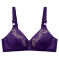 thumbnail image 1 of Bigersell Full Figure Bras for Women Deals Cotton Bras for Women Wirefree No Underwire Bra Style B850 No Underwire Bras Hook and Eye Bra Closure Big Girls Plus Size Padded Push up Bras Purple 36, 1 of 7