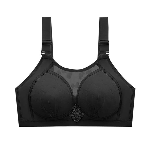 Bigersell Full Figure Bras for Women, Wireless Push up Bra, Ladies Heart Pattern Lace Mesh Breathable Padded Bras No Underwire Black 36/80C