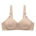 thumbnail image 1 of Bigersell Girls Bra Women's Non Underwire Comfortable Printing Plus Size Four Breasted Bra Underwear Female Synthetic Padded Bra Big & Tall Lace Bra, Style 345, Beige XL, 1 of 4