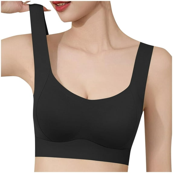 Bigersell Girls Sports Bra Clearance Comfortable Without Underwire Bra Push-Up Bra Style F-1004 Black M