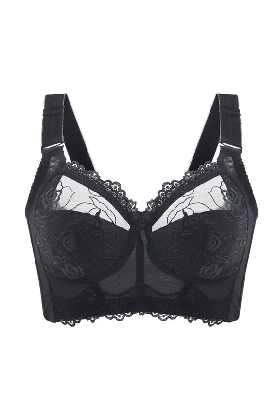 Girls' Sports Bras Trendy Women Large Chest Small Bra No Underwire Shrink Chest Slim Underwear Thin Style Plus Size Sister Full Cup Push up Bra Cami Bra Style F-153 Black XL