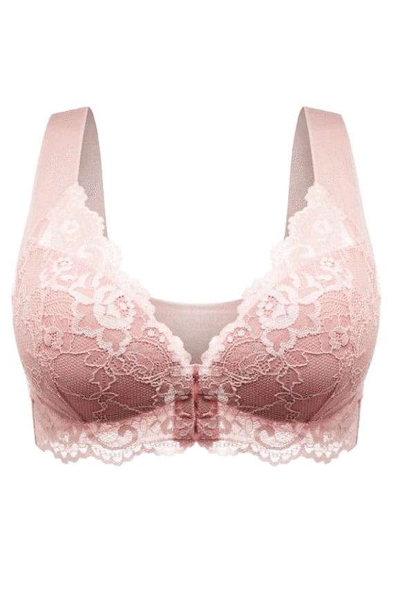 Halter Bra Women Adjustment Sports Front Closure Elastic Breathable Lace Trim Bra Women's Plus Size Female Padded Sports Bra, Style 172, 38C