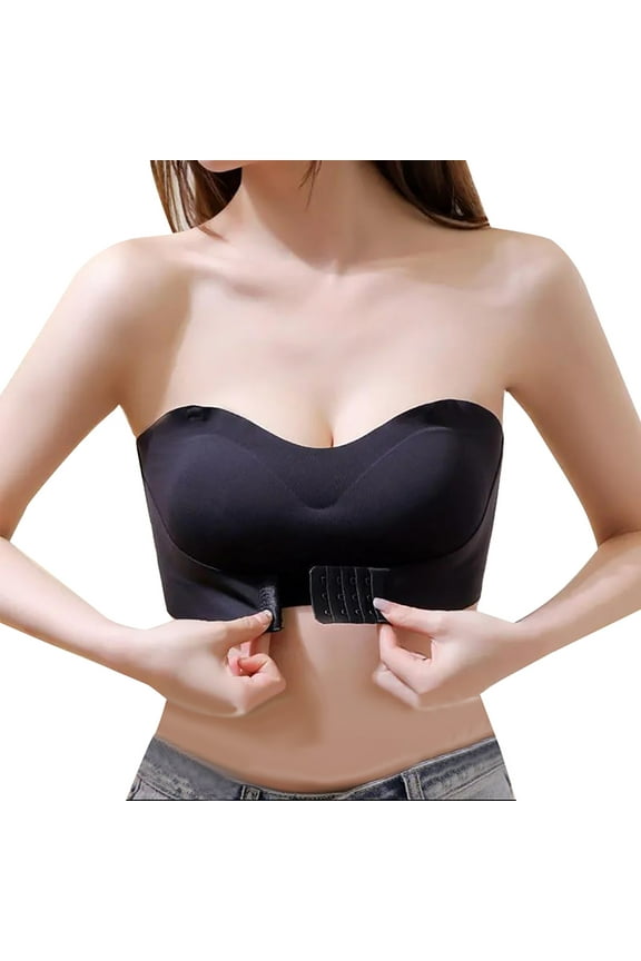 Halter Sports Bra Women Bra Wire Free Underwear 1 Piece Bra Everyday Underwear Wrap Chest Without Underwire Bras Women's Plus Size Sleep Bra, Style 6916, Black 36B