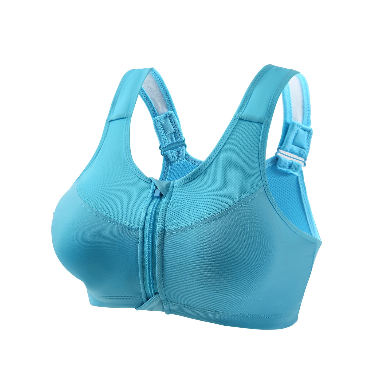Sports Bra High Impact Zip Front Adjustable Straps Strappy Without