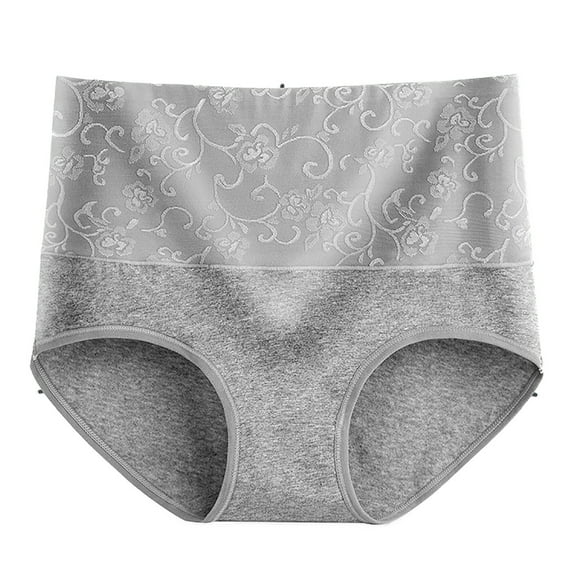 Bigersell High Waisted Cotton Underwear for Women Clearance Pregnancy Underwear High Cut Panty Style P-1594 Cotton Plus Size Panties Ladies Cotton Thongs Briefs Mid Waist Women's Briefs Gray 4Xl