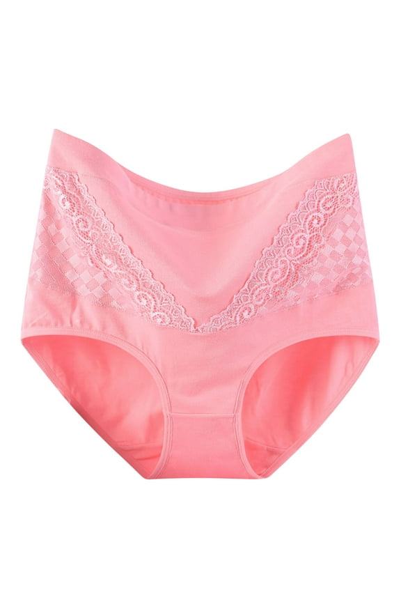 High Waisted Cotton Underwear for Women Clearance Pregnancy Underwear Period Panty Style P-1567 Spandex Thong Panties G String Thongs Ladies Briefs High Waist Women's Panties Pink L