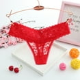 thumbnail image 1 of Bigersell High Waisted Underwear Clearance Crotchless Panties Thong Panty Style P-1660 Nylon Period Panties Thong Panties Briefs Mid Waist Women's Briefs Red One Size, 1 of 3