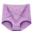 thumbnail image 1 of Bigersell High Waisted Underwear Clearance Thong Panties Bikini Panty Style P-1823 Polyester Bikini Panties Seamless Underwear Ladies Thong Briefs High Waist Women's Panties Purple XXL, 1 of 5