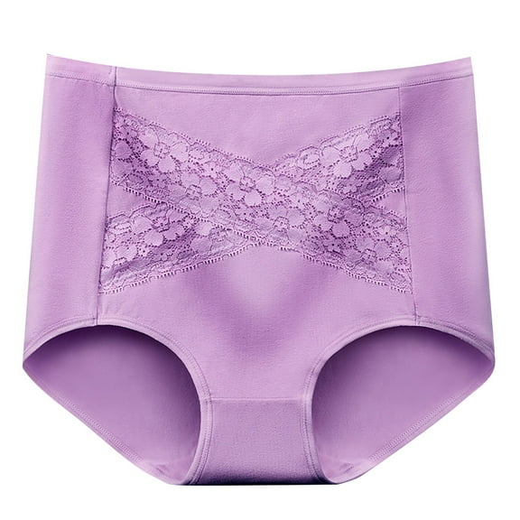 Bigersell High Waisted Underwear Clearance Thong Panties Bikini Panty Style P-1823 Polyester Bikini Panties Seamless Underwear Ladies Thong Briefs High Waist Women's Panties Purple XXL