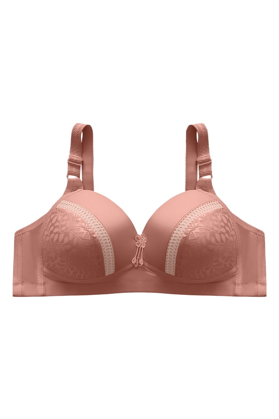 Lace Bra and Panty Set Women Solid Color Comfortable Hollow Out Bra Underwear No Underwire Women's Plus Size Cotton Bra, Style 9784, Hot 44D