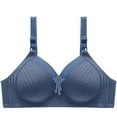 thumbnail image 1 of Bigersell Lace Bra Women Solid Color Fashion Bowknot Comfortable Hollow Out Bra Underwear No Underwire Big & Tall Size Strapless Bra for Big Busted Female, Style 7705, Blue 40B, 1 of 9