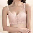 thumbnail image 1 of Bigersell Lace Bralettes for Women Push-up Padded Bra No Underwire Comfort Soft V-Neck Wireless Bras Hook and Eye Bra Closure Everyday Wire-Free Bra Underwear Pink 40B, 1 of 4