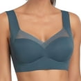 thumbnail image 1 of Bigersell Lace Bras for Plus Size Women Underwire Full-Coverage Bra Comfort Strap V-Neck Push-up Padded Bra Embroidered Floral Lace Bralette Hook and Eye Bra Closure Everyday Bra Navy S, 1 of 3