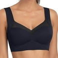 thumbnail image 1 of Bigersell Lace Bras for Plus Size Women Underwire Full-Coverage Bra Comfort Strap V-Neck Push-up Padded Bra Embroidered Floral Lace Bralette Hook and Eye Bra Closure Everyday Bra Black M, 1 of 4