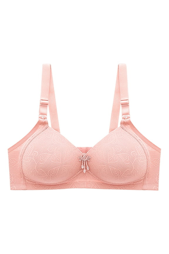 Lace Bras Women Bra No Underwire Push Up Underwear Vest-Style Sleep Bra Big & Tall Size Full-Coverage Wirefree Bra, Style 3469, Rose Gold 46B