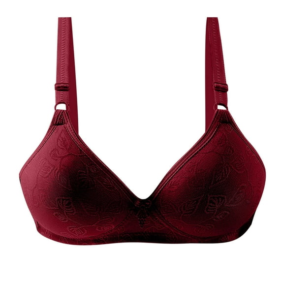 Bigersell Lace Bras Women Fashion Wire Free Comfortable Push up Hollow Out Bra Underwear Women's Plus Size Full-Coverage Wirefree Bra, Style 13864, Wine 40B