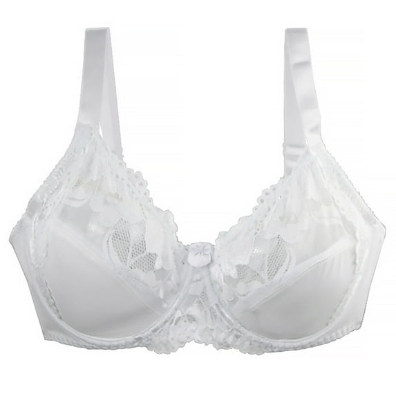 Bigersell Lace Bras for Women Plus Size Push-up Bra Women's T-Shirt Bra with Underwire Lingerie Bras Hook and Eye Closure Comfort Soft Padded Everyday Bras White XXL