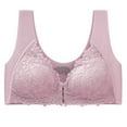 thumbnail image 1 of Bigersell Lace Bras for Plus Size Women Front Closure Wireless Bras Back-Smoothing Comfort Strap V-Neck Push up Padded Bralette Pink XL, 1 of 2