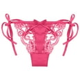 thumbnail image 1 of Bigersell Lace G-String Thong Panties Lingerie Briefs Underwear Side Tie Bikini Panties for Women Mesh Floral Lace Bikini Panties Women’s Underpants Hot Pink One Size, 1 of 5