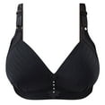 thumbnail image 1 of Bigersell Lace Push-Up Bra Women Striped Bra Wire Free Underwear 1 Piece Bra Everyday Underwear Tall Size Full Coverage Bra, Style 2400, Black 42B, 1 of 3