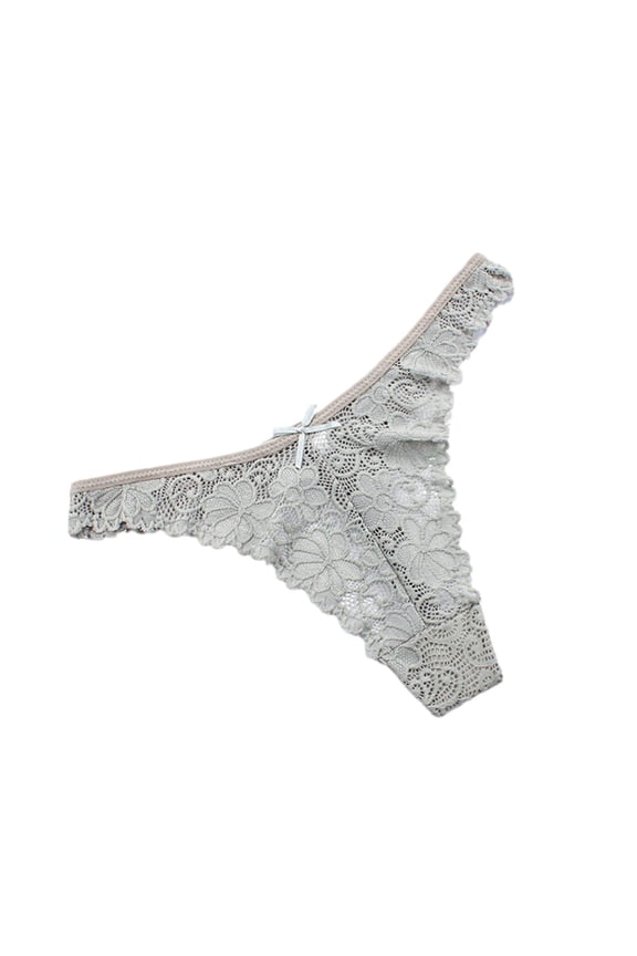 Lace Thong Panties for Women Lingerie Thongs Underwear Women’s G-String Briefs Low Rise T-Back Underpants Gray S