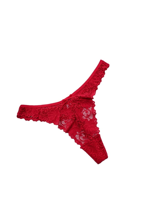 Lace Thong Panties for Women Lingerie Thongs Underwear Women’s G-String Briefs Low Rise T-Back Underpants Red L