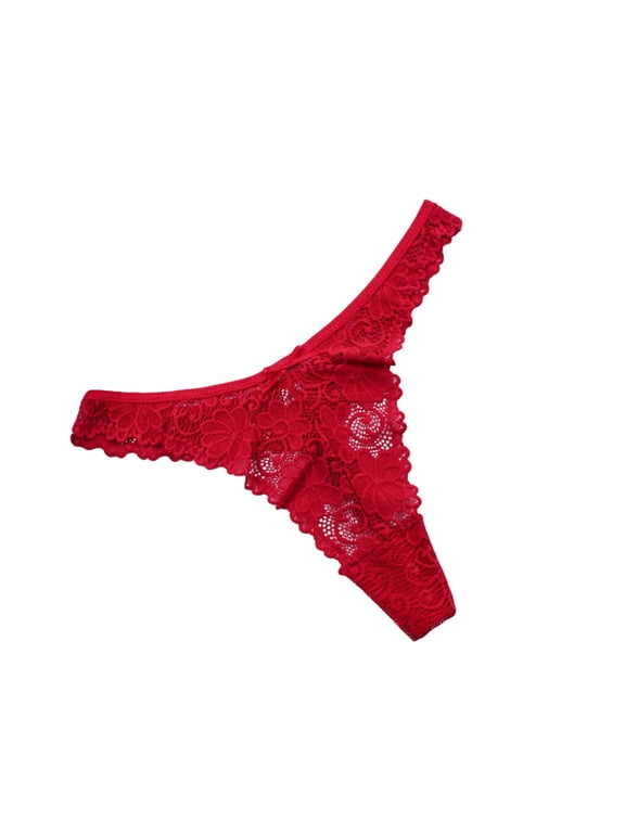 Lace Thong Panties for Women Lingerie Thongs Underwear Women’s G-String Briefs Low Rise T-Back Underpants Red XL