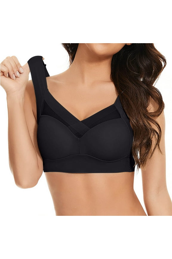 Ladies Bra New Women's 3pc Strapless Underwear with Thin Side Collection and Daily Bra Racerback Bra Style F-461 Black 3XL