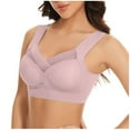 thumbnail image 1 of Bigersell Ladies Bra Summer 3pc Front Close Bras Longline Bra Style R296 V-Neck No Underwire Bras Pull-On Bra Closure Women's Plus Size Sports Bra with Underwire Pink L, 1 of 6
