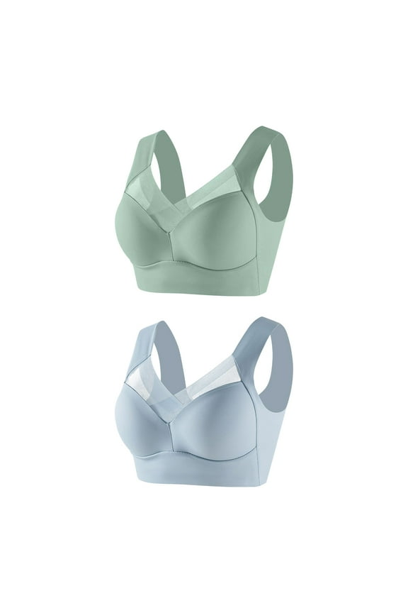 Ladies Bra Upgrade Women's Underwire Underwear Thin Lace Solid Color Push-Up Adjustment Bra Push-Up Bra Style F-439 Blue 6XL