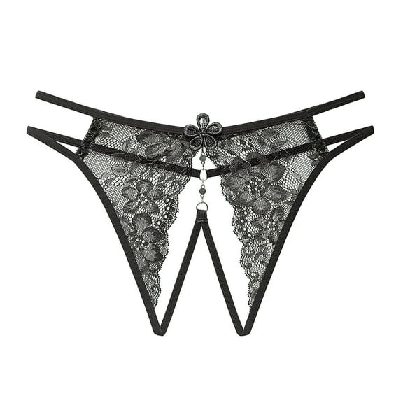 Bigersell Ladies Underwear Clearance Women's Underwear Cotton Briefs Panty Style P-1091 Polyester Cheeky Panties G String Thongs Ladies Briefs High Waist Women's Panties Black One Size