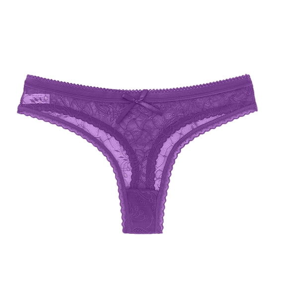 Bigersell Ladies Underwear Clearance Womens Lace Underwear Cheeky Panty Style P-1196 Nylon Period Panties Lace Thong Briefs Mid Waist Women Cheeky Panties Purple One Size