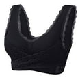 thumbnail image 1 of Bigersell Lightly Padded Bras for Women Clearance 2pc Everyday Bras for Women Balconette Bra Style R3808 V-Neck No Underwire Bras Pull-On Bra Closure Women's Plus Support Bras Full-Coverage Black S, 1 of 6