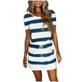 thumbnail image 1 of Bigersell Long Maxi Dresses for Women Summer Female Crew Neck Short Sleeve Mini T-Shirt Dress Style D-16 T Shirt Dress Regular Summer Dresses , Navy XL, 1 of 4