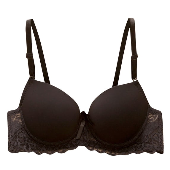 Bigersell Lounge Bra Lace Strap Vest Women Wear Outside with Underlay French Top BraUnderwear Bra Female Polyester Women's Wireless Bra Women Full-Figure Bra, Style 1152, Black S