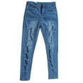 thumbnail image 1 of Bigersell Low Waisted Jeans Boot Cut Jeans Deals Low Waisted Jeans Cropped Denim Pants Button Closure Distressed High Waisted Skinny Jeans Female Loose High Waist Cropped Pants Style J-4 Blue XL, 1 of 8