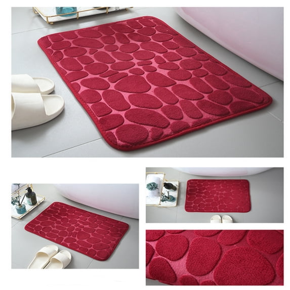 Bigersell Memory Foam Bath Mat Rug Clearance Non Slip Bath-Mat, Absorbent Washable Bath Mats for Bathroom with Rubber Backing, Thin Bathroom Rugs Bathroom Mats Bathroom Rugs Bathroom Floor Mat Wine