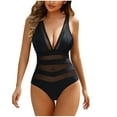 thumbnail image 1 of Bigersell Mesh Bathing Suits for Women High Cut One-Piece Swimsuits with Padded Bras Monokini Swimwear Black XXL, 1 of 7