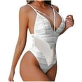 thumbnail image 1 of Bigersell Mesh Swimsuits for Women High Cut One-Piece Bathing Suit Strappy V-Neck Spaghetti Straps 1 Piece Swimsuit Monokini Swimwear for Summer Vacations Beach Swimming Pool White S, 1 of 3