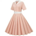 thumbnail image 1 of Bigersell Midi Dresses for Women Fashion Summer Women Patchwork Short Sleeve Casual Evening Party Prom Dress Summer Dresses for Female 2023 Regular T-Shirt Dresses, Style 20087, Pink M, 1 of 9