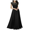 thumbnail image 1 of Bigersell Midi Dresses for Women formal Chiffon Short Sleeve Dress Chiffon Stitching Lace Short Sleeve Dress Bridesmaids Evening Gowns Women Shirt Dress Dresses, Style 20796, Black S, 1 of 3