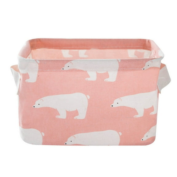 Bigersell Mini Storage Basket Small Collapsible Linen Containers Organizers with Handle for Home Decor Desktop Foldable Storage Baskets Mini Desktop Storage Cubes Pink One Size