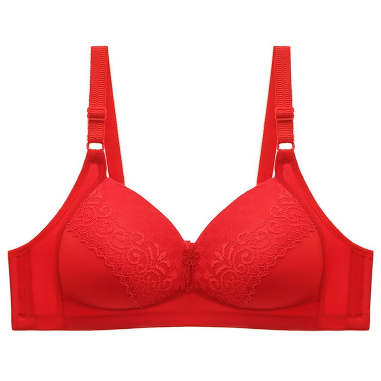 Bigersell No Show Bra Women Solid Color Comfortable Hollow Out Bra  Underwear No Underwire Big & Tall Size Bra Sets for Female, Style 8155, Red  42D 