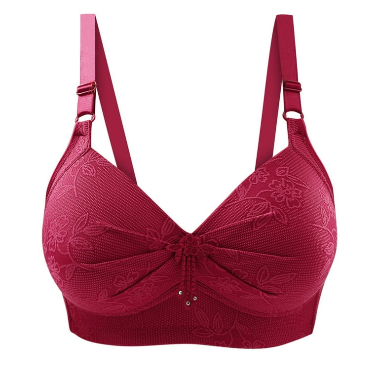Bigersell No Show Bras for Women Clearance Bras for Older Women Wire-Free  Bra Style B3605 V-Neck Lightly Lined Bras Hook and Eye Bra Closure Tall  Size Ladies Bras Red M 
