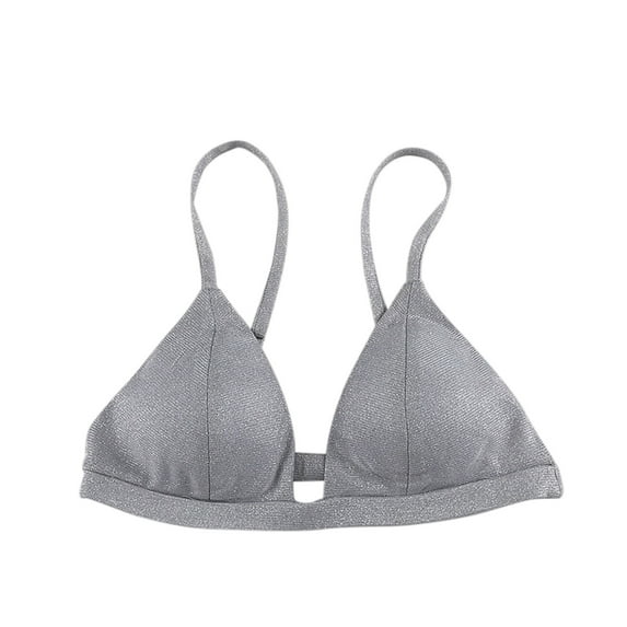 Bigersell No Show Bras for Women V-Neck Wire-Free Bra Support Women Sports Bras Plus Size No Underwire Bra Style R-213 Basic Bra Strap Nylon Lightly Lined Bra Feature Everyday Bras Underwear Silver L