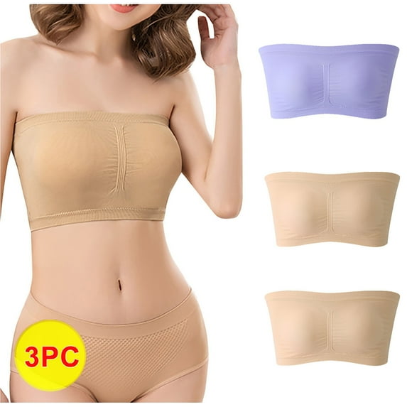 Bigersell No Underwire Bra Deals 3pc Support Bras for Older Women Full-Coverage T-Shirt Bra Style R1015 V-Neck Seamless Bras Pull-On Bra Closure Women Size Sport Bra Purple 3XL
